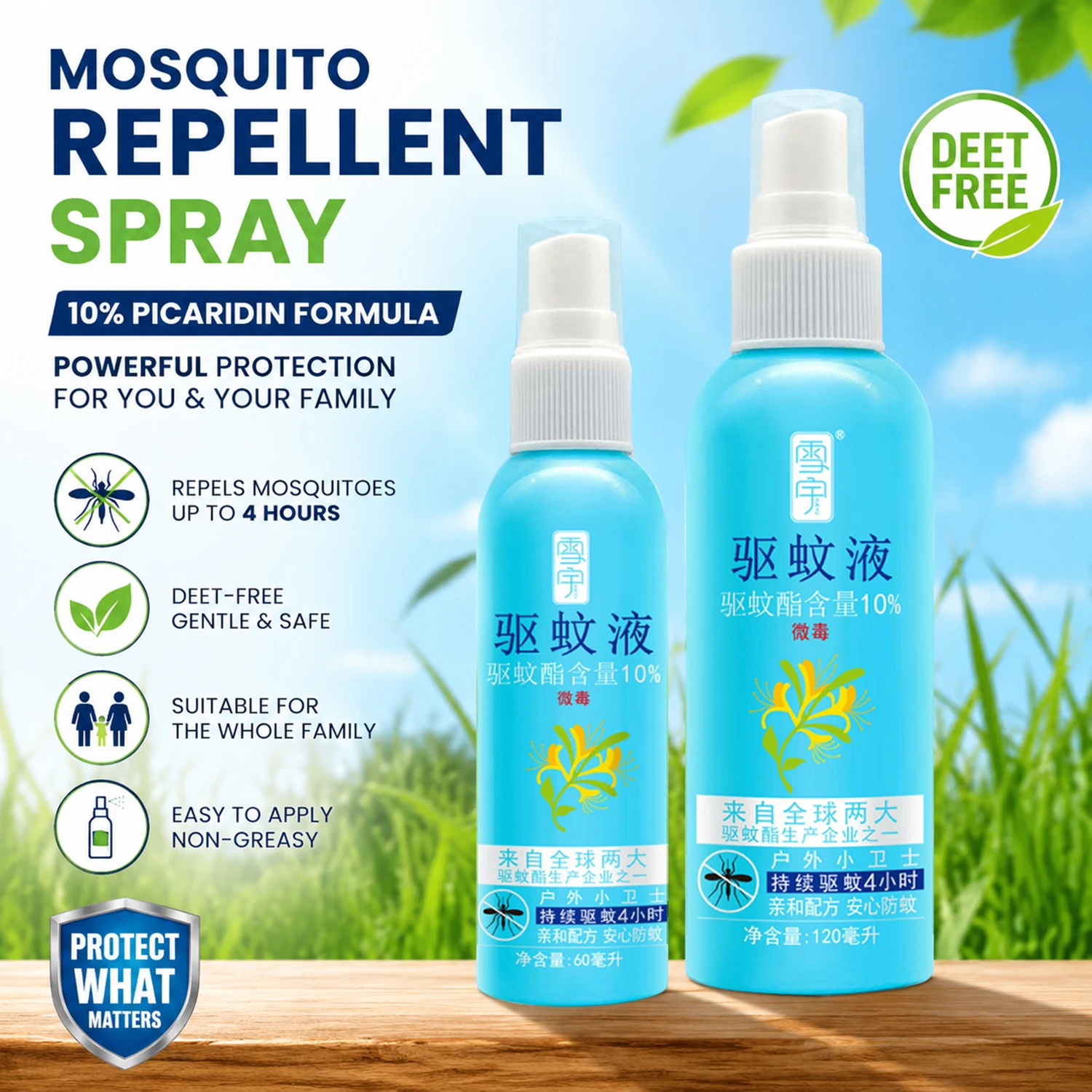 Repelente de mosquitos sin alcohol en aerosol líquido, sin fragancia ni colorantes, sin hormonas, repelente de insectos y moscas para adultos y niños.