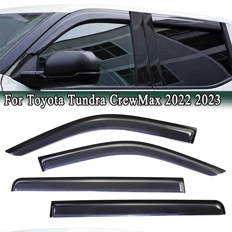 For Toyota Tundra CrewMax 2022-2023 Side Window Exterior Rain Awnings Shelter Windowsheild Sun Visor Ventilation Guard Deflector