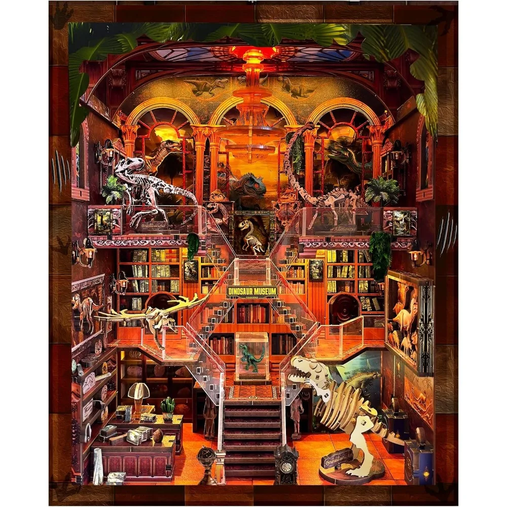 

Illuminated Wooden Puzzle, Miniature House Kit, Decorative Bookshelf Accessory, Perfect Holiday and Birthday Gift