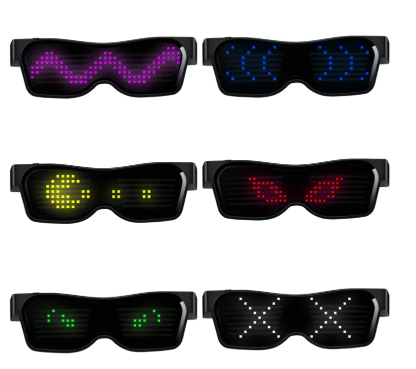 Glasses Display Customize Flashing Messages Animations App Luminous Programmable LED Glasses with Blue Tooth