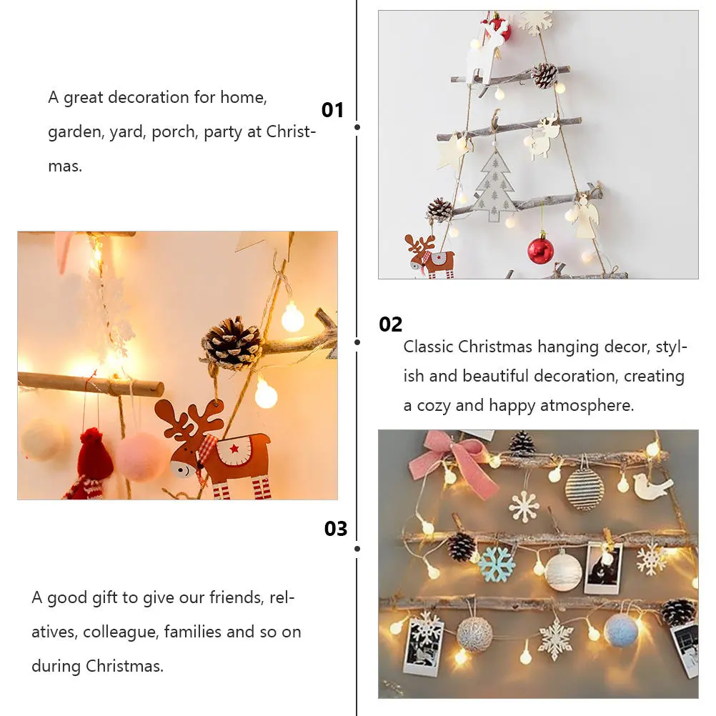 

1Set Wood Stick Wall Hanging Xmas Pendant Tree Shape Ornament Brown Christmas Decor Holiday Party Supplies Indoor Outdoor Use