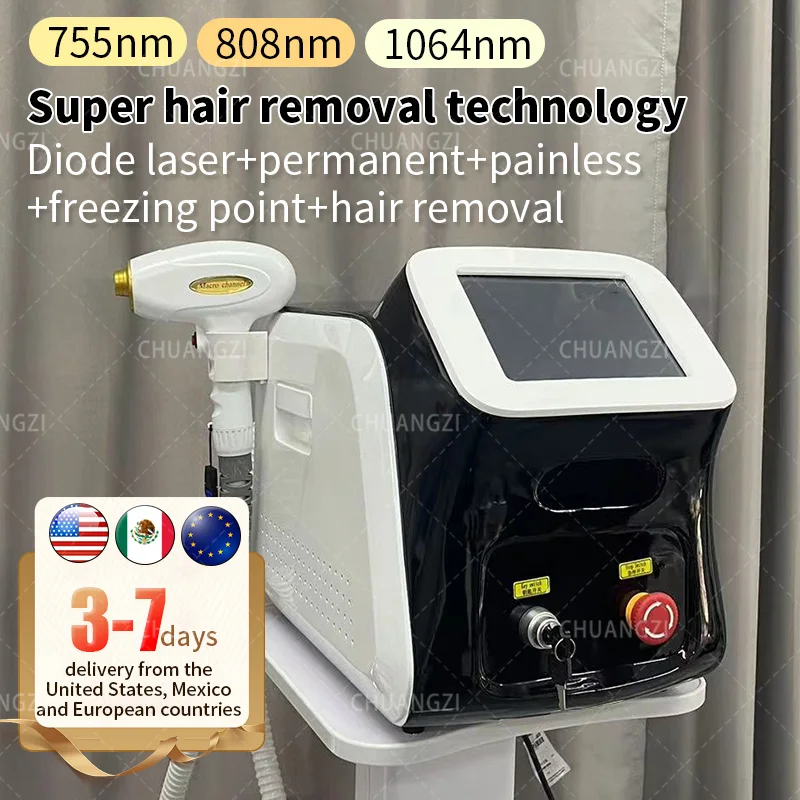 Beste 3 Golflengte 2000W 755 808 1064nm Diode Laser 808 Haarverwijdering Machine Ijs Platina Verwijderaar Voor Thuisgebruik En Salon