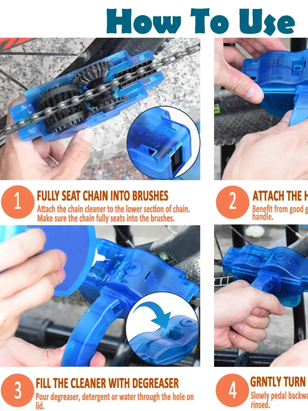 AliExpress NONE Bike Chain Cleaner, Bike Cleaning Kit, Chain Cleaner for Cycling, Suitable for Mountain Bike, Road Bike, BMX for Drivetrain
