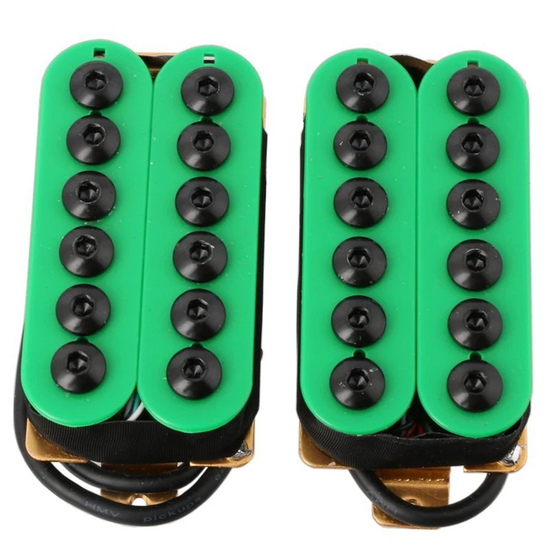 2Pcs Double Coil Electric Guitar Humbucker Pickup Bridge&Neck Ceramic Magnet Invader Style Punk Green