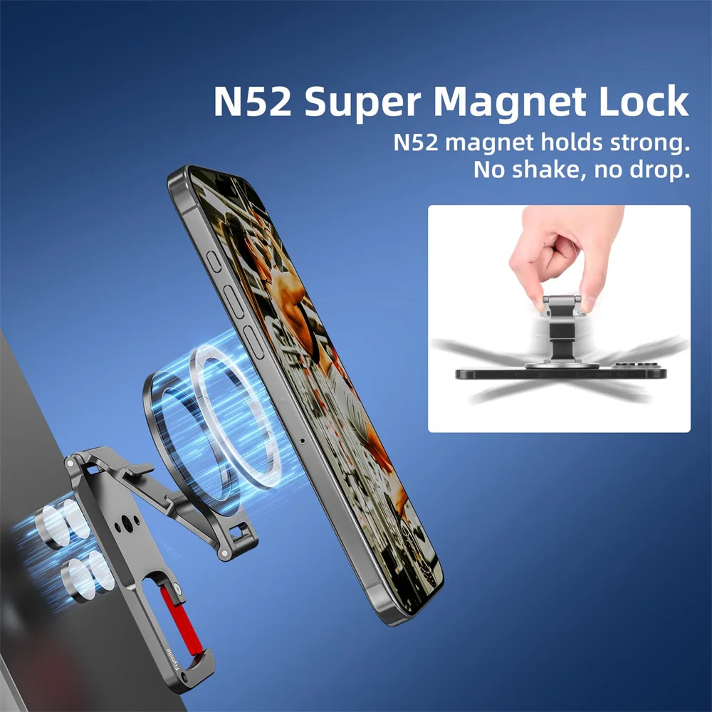 Magnetyczny uchwyt na telefon do MagSafe, adapter do statywu Maglock, magnes, stojak do golfa, na siłownię, do ćwiczeń, metalowy karabińczyk, podwójny uchwyt na iPhone 17 — zdjęcie produktu 4