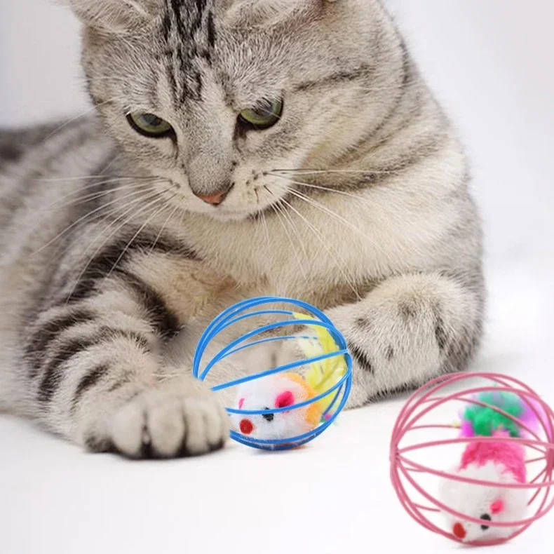 Lustige Federmäuse-Kugelkäfig für Kätzchen, kreatives Spielen, Spielzeug, Haustierprodukte, Spielen, Katzen-Maus-Spielzeug, Nadel Prede Prede