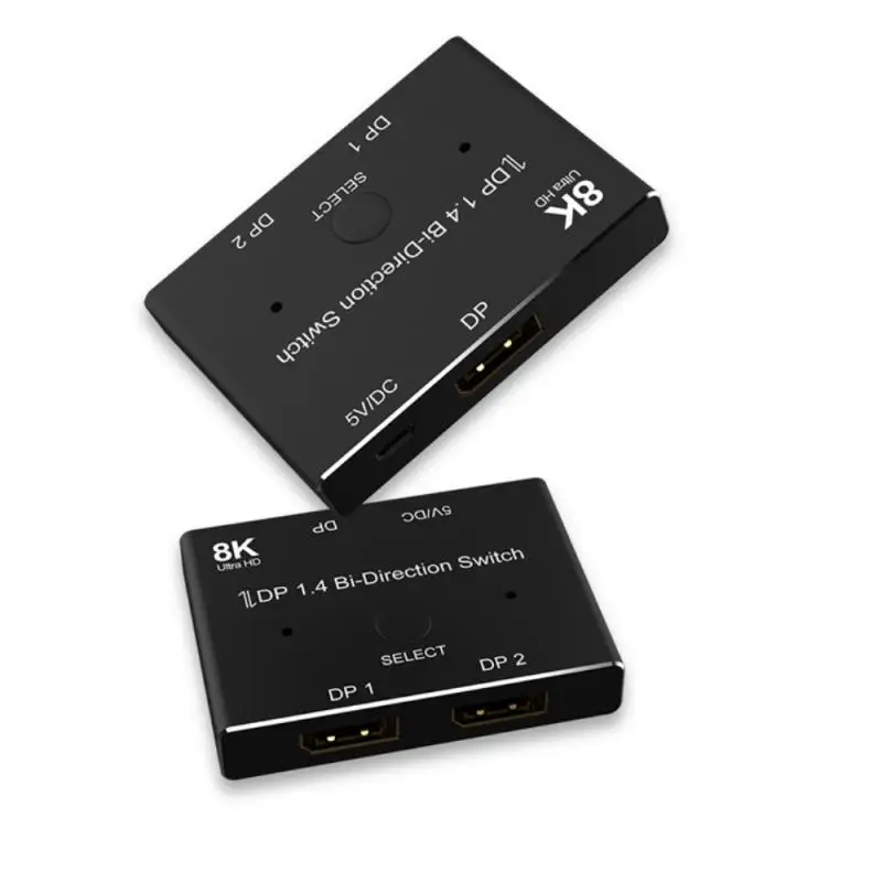 2x1 Bi-Direction HDMI-compatible 2 In 1 Out Switcher Adapter 8K@60Hz 4K@120Hz 1x2 Converter Splitter with Switch Button