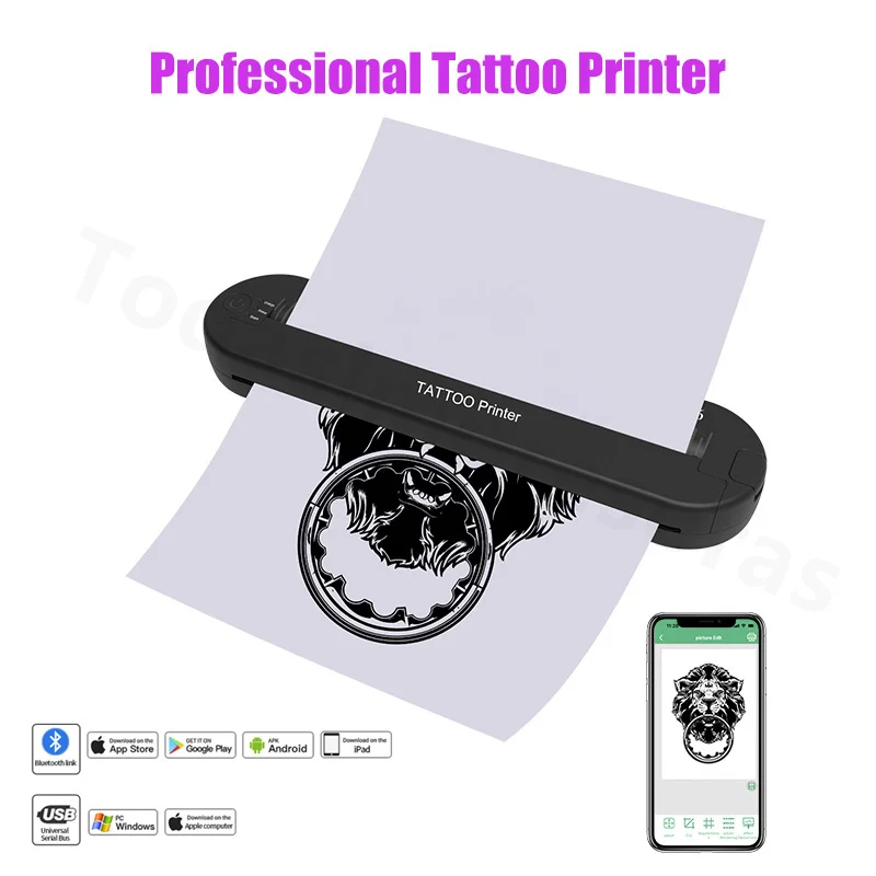 ATS886 Tattoo Stencil Printer Newest Version Bluetooth BT Wirelessly Tattooing Machine Compatible With Android IOS and iPhone A4