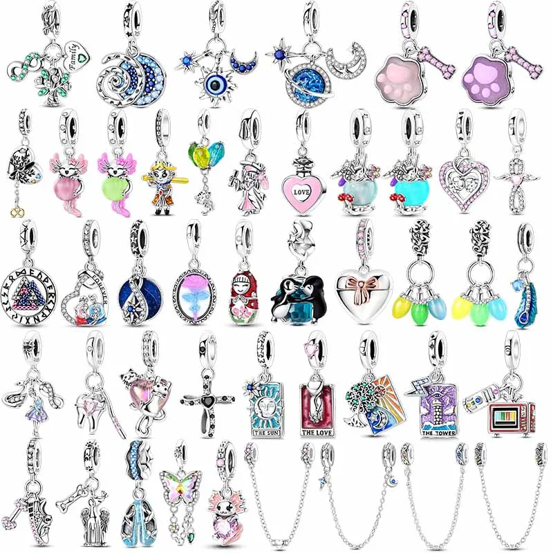 

Tarot Sun Moon Ballet Dancer Glow in the dark Firefly Angel Candy Feather 925 Sterling Silver Charm Fit Original Jewelry make up