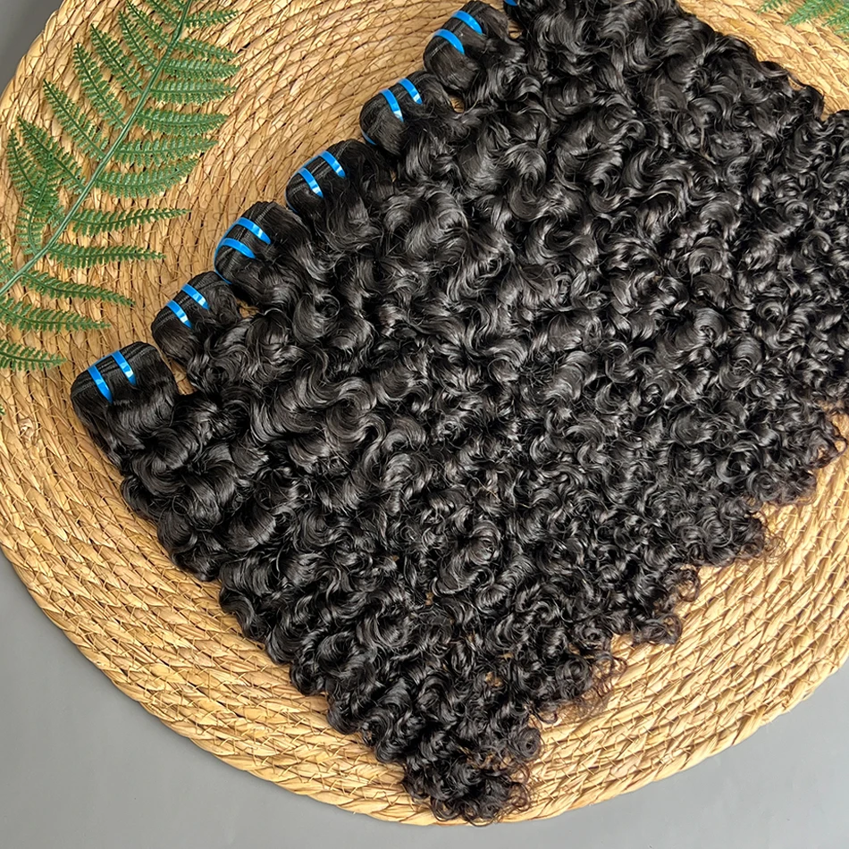 Fasci di capelli umani ricci birmani 18A # 1B Colore naturale 100% capelli vergini grezzi 100g Ricci rimbalzanti 1 2 3 4 Bundles Estensioni del tessuto