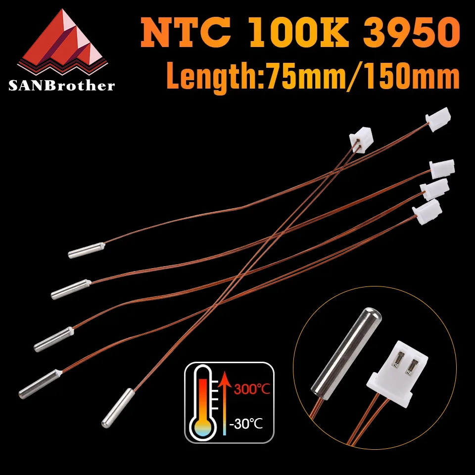 

NTC100K 3950, термисторный датчик температуры, высокотемпературная нить, комплект Hotend для CR6 SE/CR-6 серии VORON, детали 3D-принтера