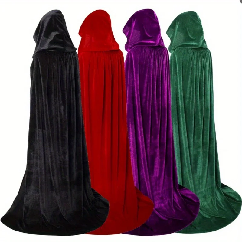 Halloween Velvet Cloak Cape for Adults and Kids, Cosplay Costume Stage Performance Soft Plush Velvet Material Unisex Design