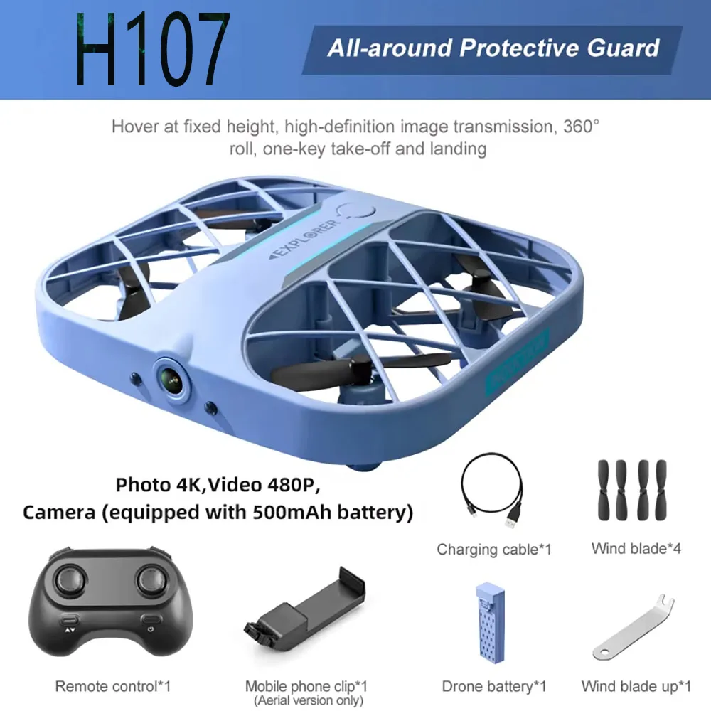 โดรน H107 RC Grid 2.4G ขนาดพกพา พร้อมกล้อง 4K พกพาสะดวก ควบคุมด้วยรีโมท ควอดคอปเตอร์ของเล่น บินลงจอดได้ด้วยปุ่มเดียว