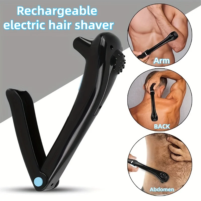 Rechargeable Electric Back Shaver for Men Body Hair Trimmer Portable Grooming Razor  Operated Ergonomic Design for DIY Hair Remo
