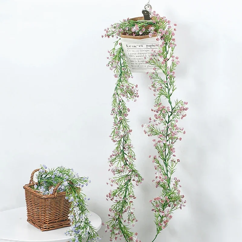 

2pcs Artificial Floral Vine Decor Lifelike Faux Star Rattan Branches for Wall Bedroom Living Room Wedding Party Outdoor Decor