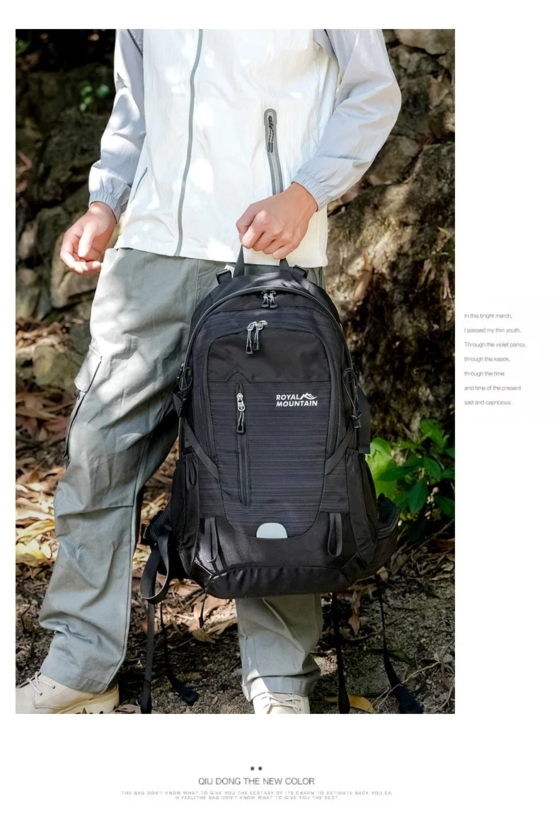 Nylon Wasserdichter Rucksack Casual Outdoor 35L Große Kapazität Reiserucksäcke Wandern Camping Bergsteigen Tasche Jugend Sporttaschen – Detail 16