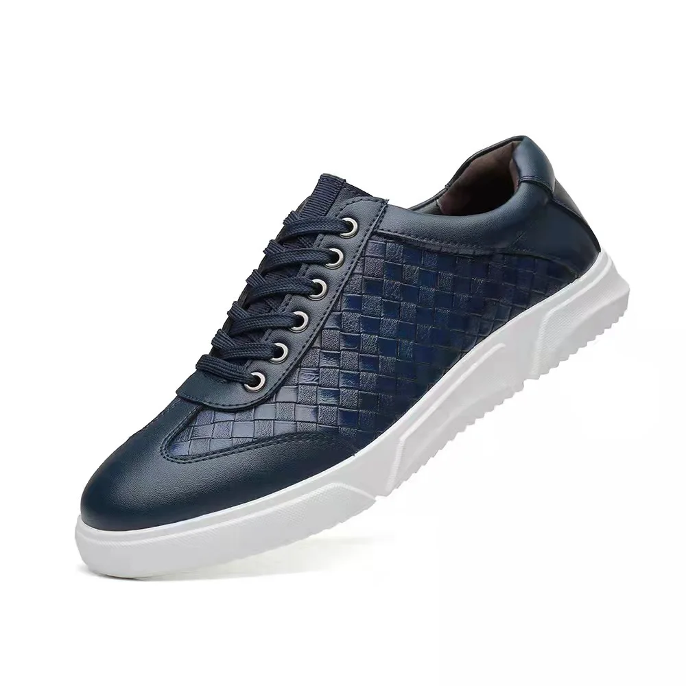 

new men's woven fashion tide shoes business bigger sizes and recreational leather shoes