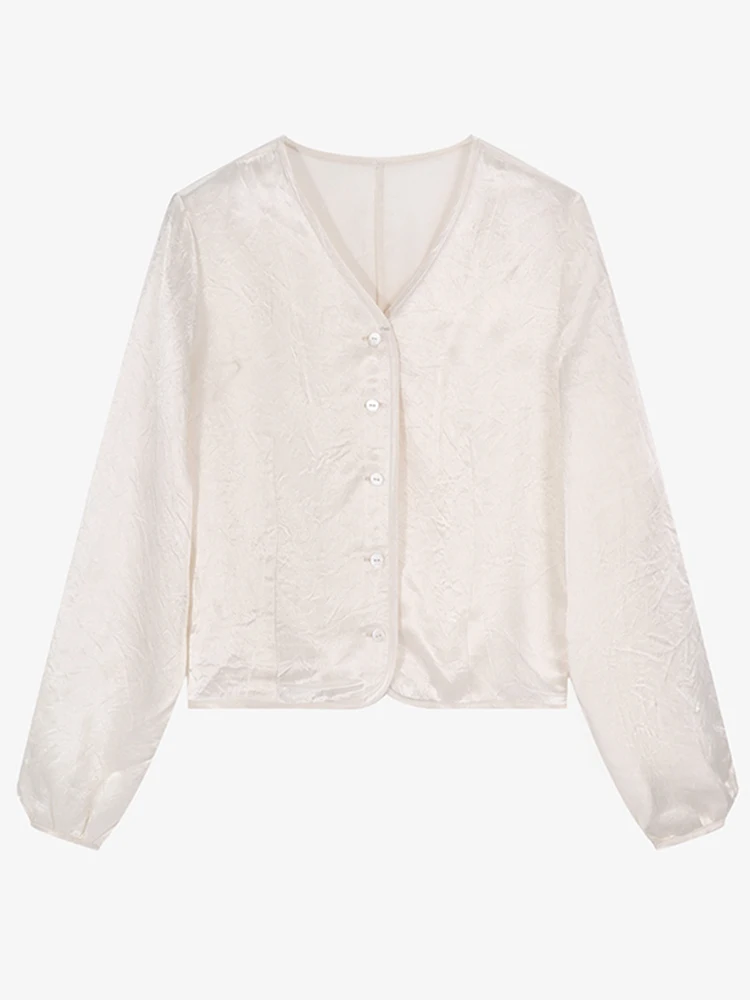 

Элегантный шифоновый топ с цветочной вышивкой, приталенный, высококачественный, модный, для офиса, с длинными рукавами и V-образным вырезом