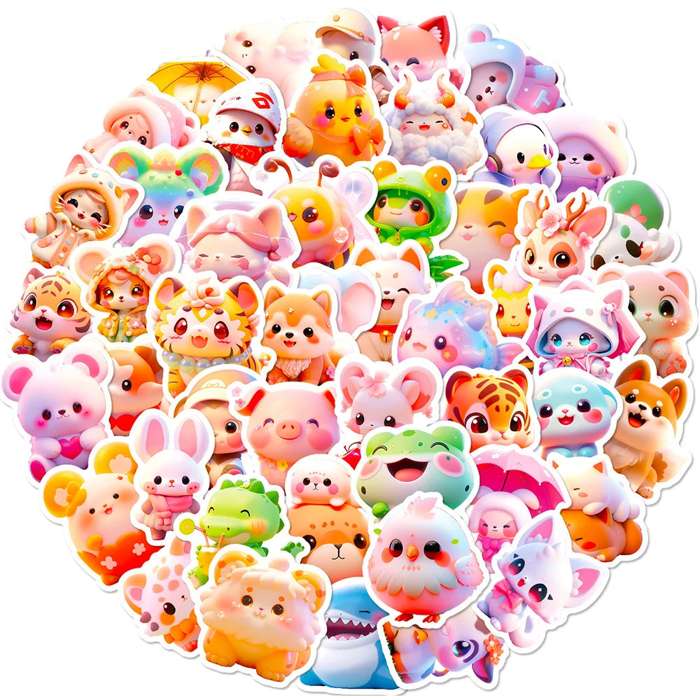 

10/30/50pcs Ins Cute Animal Cartoon Stickers Girls Decorative Sticker for Diary Suitcase Bike Stationery Laptop Art Decal Toys