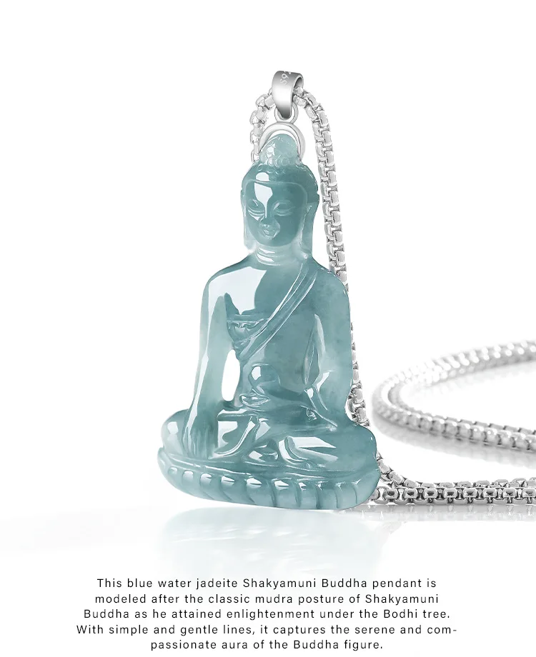 Natürliche Myanmar Jadeit Buddha Anhänger Halskette 925 Silber Vintage Schmuck Echte Jade Geschnitztes Amulett Luxus Geschenke für Frauen