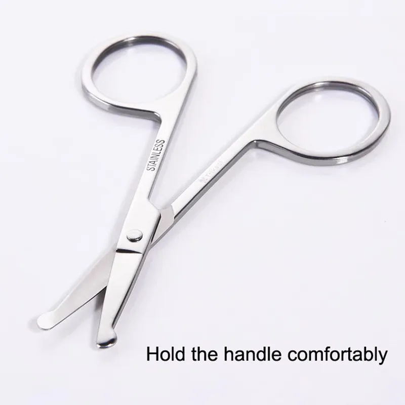 Eyebrow Scissors Eyelashes Nose Hair Trimmer Safe Stainless Steel Round Men\'s Nose Hair Beard Facial Hair Nose Hair Trimmer