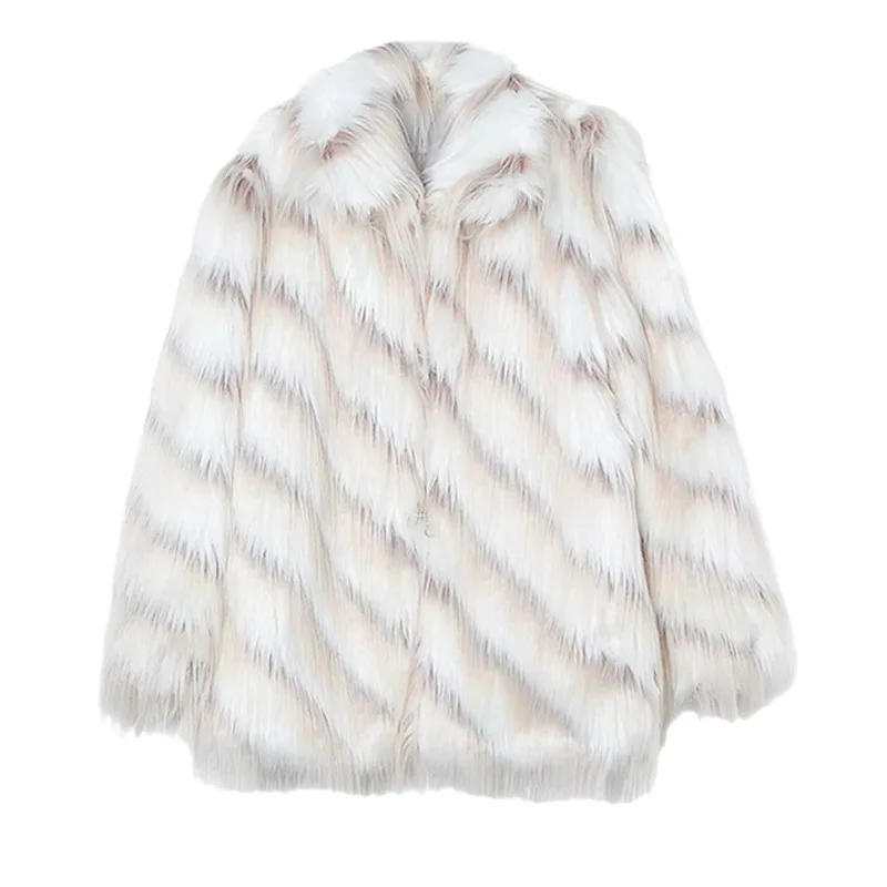 Women's Fur Coat Vintage Tassels Shaggy Faux Fox Fur Coat Fall/Winter Thick Loose Tops