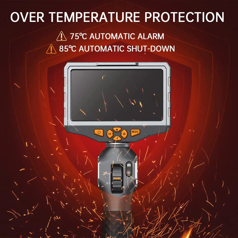 TESLONG TD500 6.5MM Articulating Borescope 1080P 5 Inch IPS Two Way 360° Steering Endoscope Video Inspection Camera with WIFI