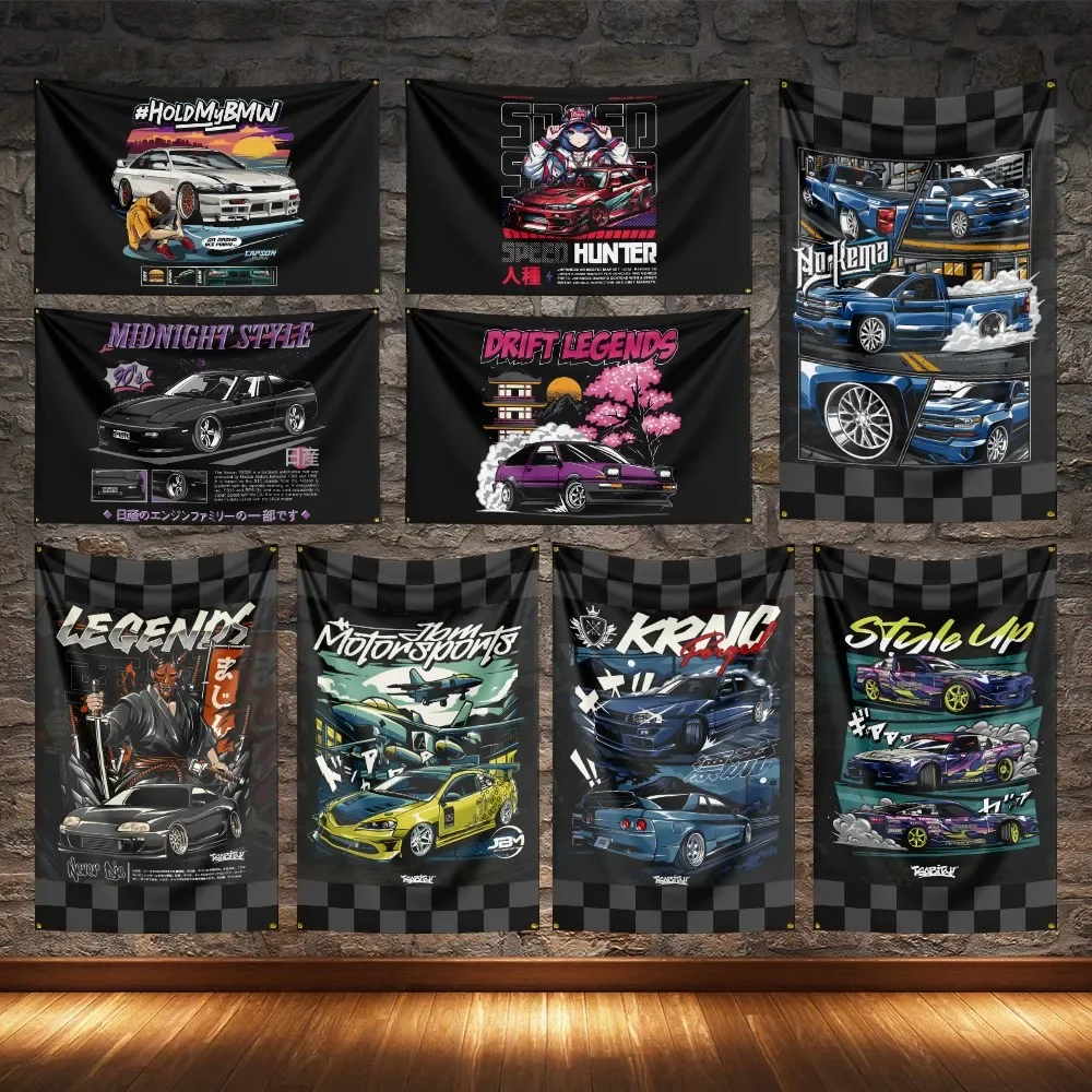 JDM Legend Speed Car Flag Polyester Digital Printing Cars Flagge Banner For Decoration