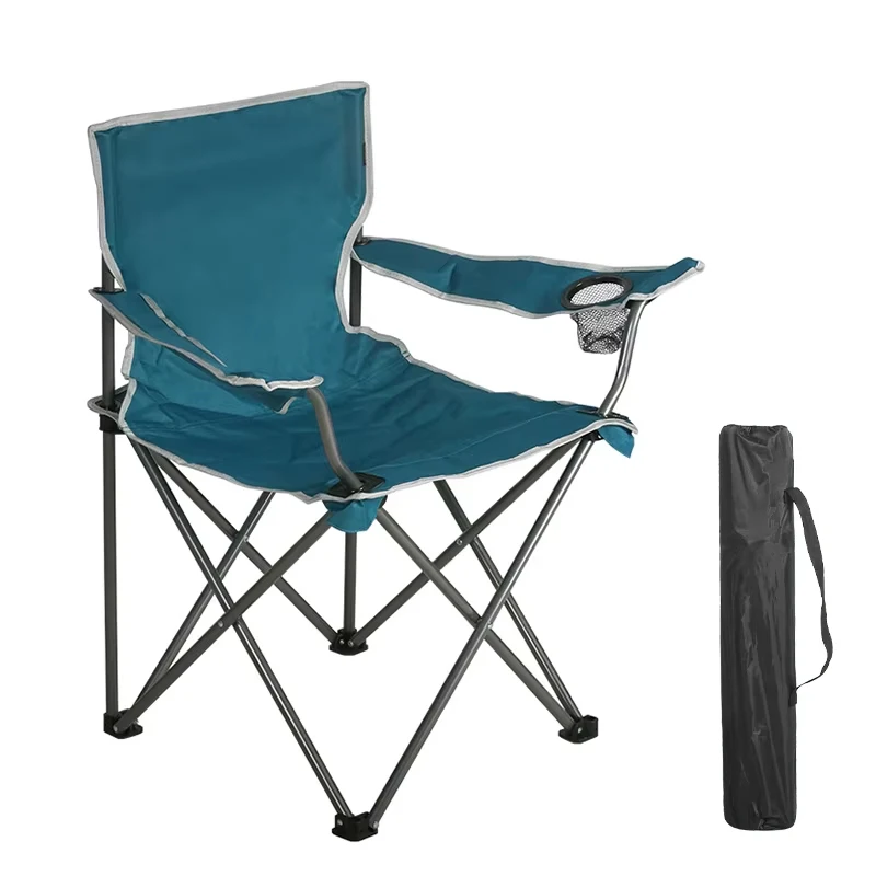 

Outdoor Lounge Folding Chair Portable Picnic Barbecue Chair Folding Outdoor Metal Camping Chair with Cup Holder