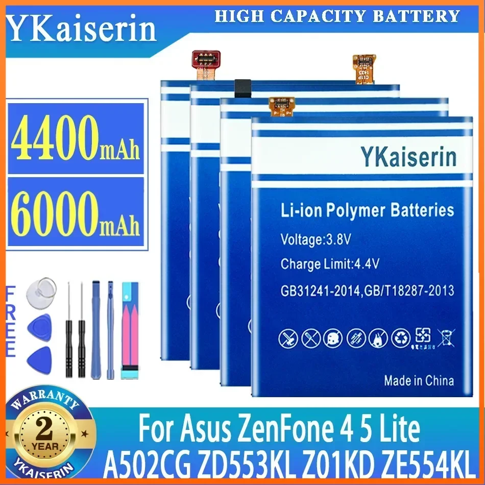 YKaiserin Battery For ASUS Zenfone 4 Zenfone4 5 Lite 5Lite Z01KD ZE554KL Selfie ZD553KL A502CG Mobile Phone Batterij Free Tools