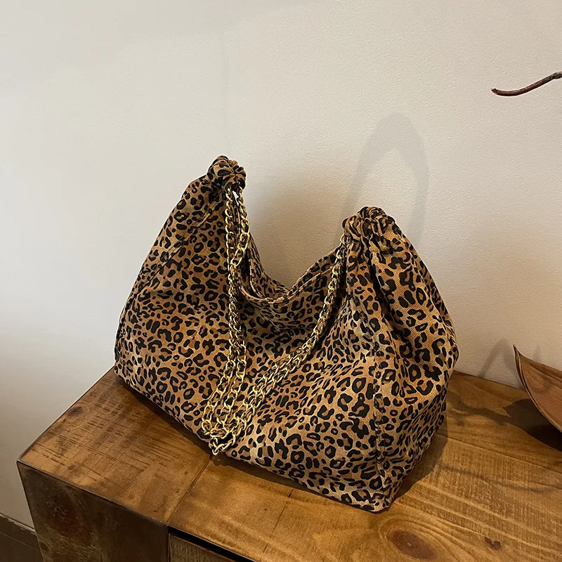 Fashion Explosion Leopard Print Big Bag Women's 2024 New High-end Commuter Underarm Bag Large-capacity Tote Bag