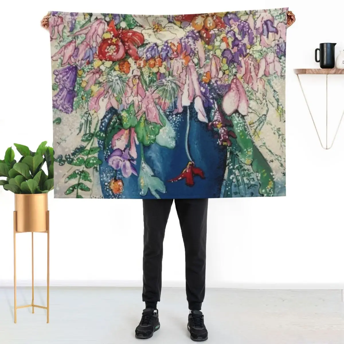 Vase of Spring Flowers Throw Blanket Thins Beautifuls Flannel Fabric Soft Plush Plaid Bed Fashion Sofas Blankets