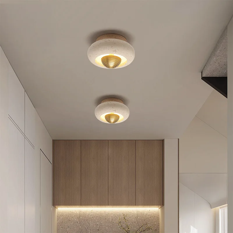 Modern Yellow Cave Stone LED Ceiling Light Japanese Wabi Sabi Background Wall Light Corridor Aisle Light Bedroom Bedside Lamp