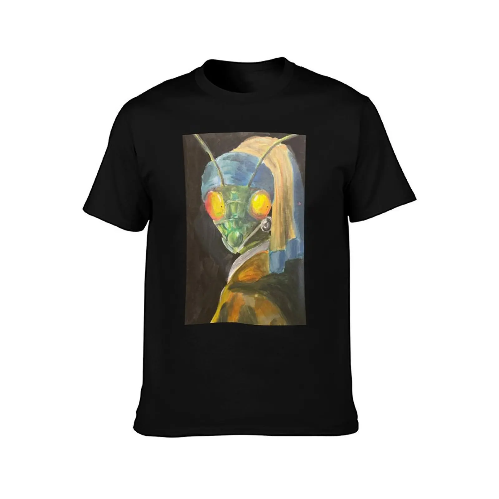 Mantis With A Pearl Earring T-Shirt custom t shirt summer top shirts graphic tees customizeds mens t shirts top quality