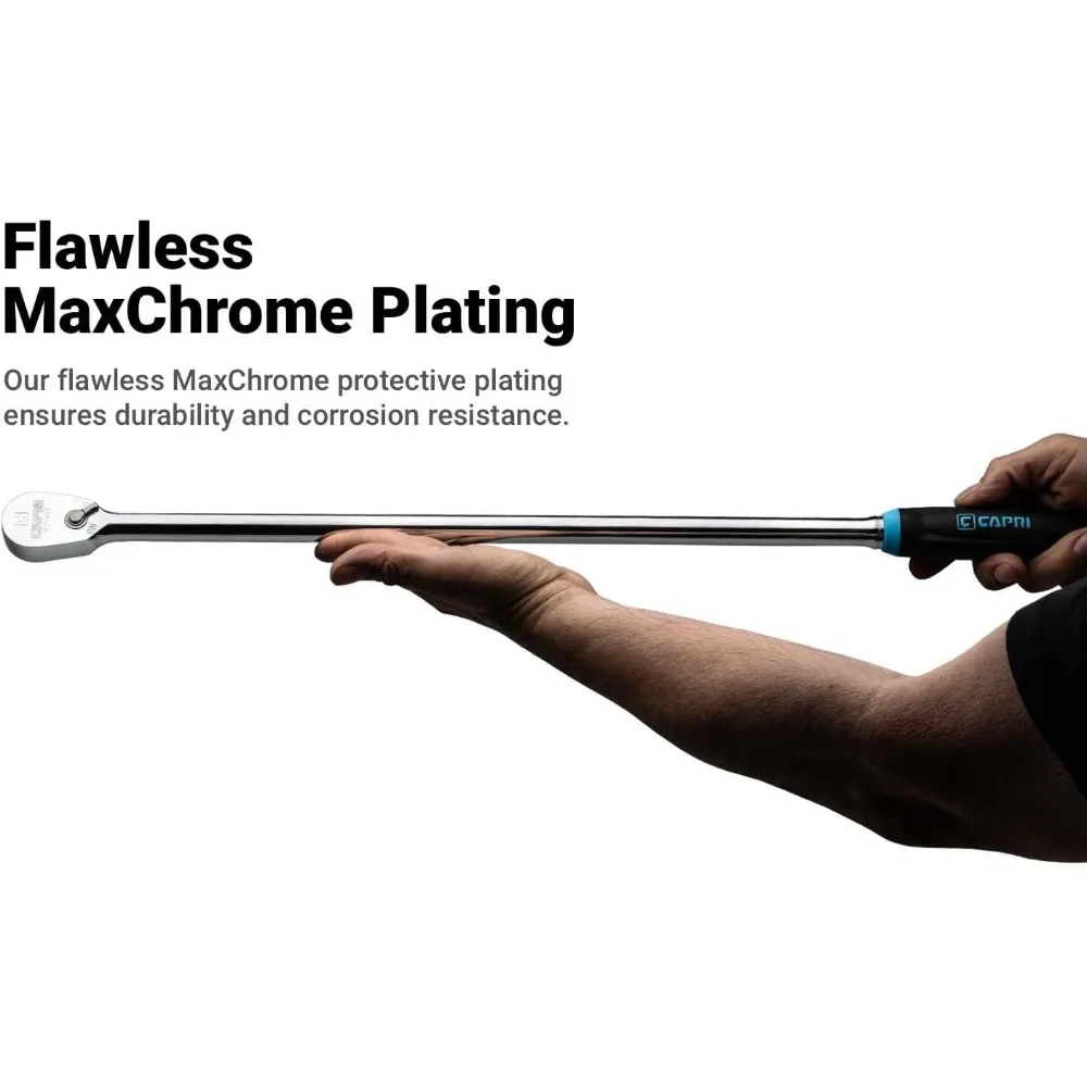 Extra Long 90-Tooth Fine Ratchet, 1/2 Inch Drive, 25 Inch Length, Ergonomic Soft Grip, High-Quality Long-Reach Tool