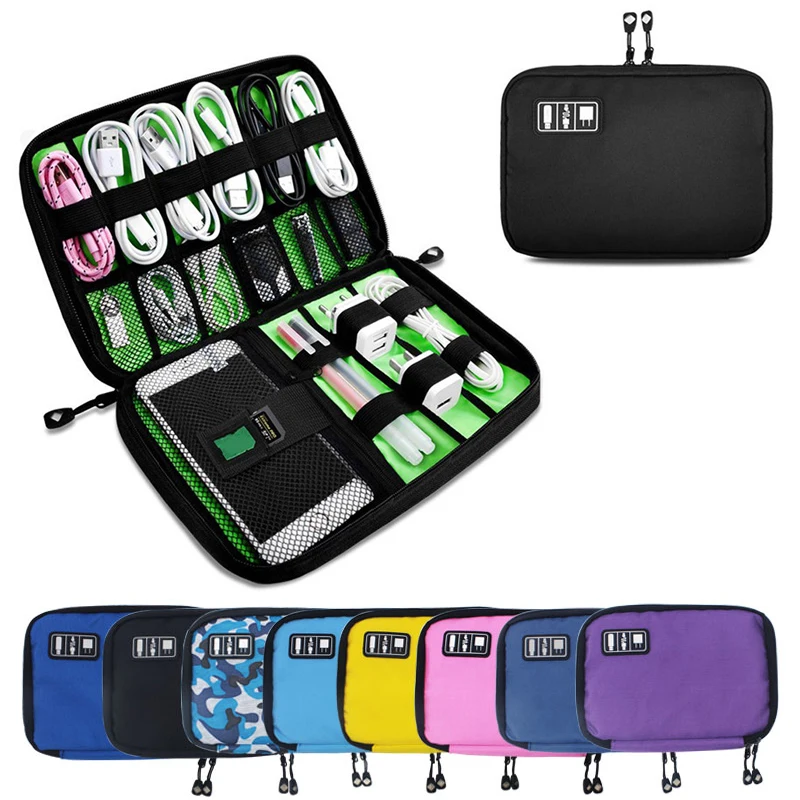 Portable USB Cable Organizer System Kit Case Data Cable Earphones Wire Pen Power Bank Storage Bags Digital Gadget Devices Travel