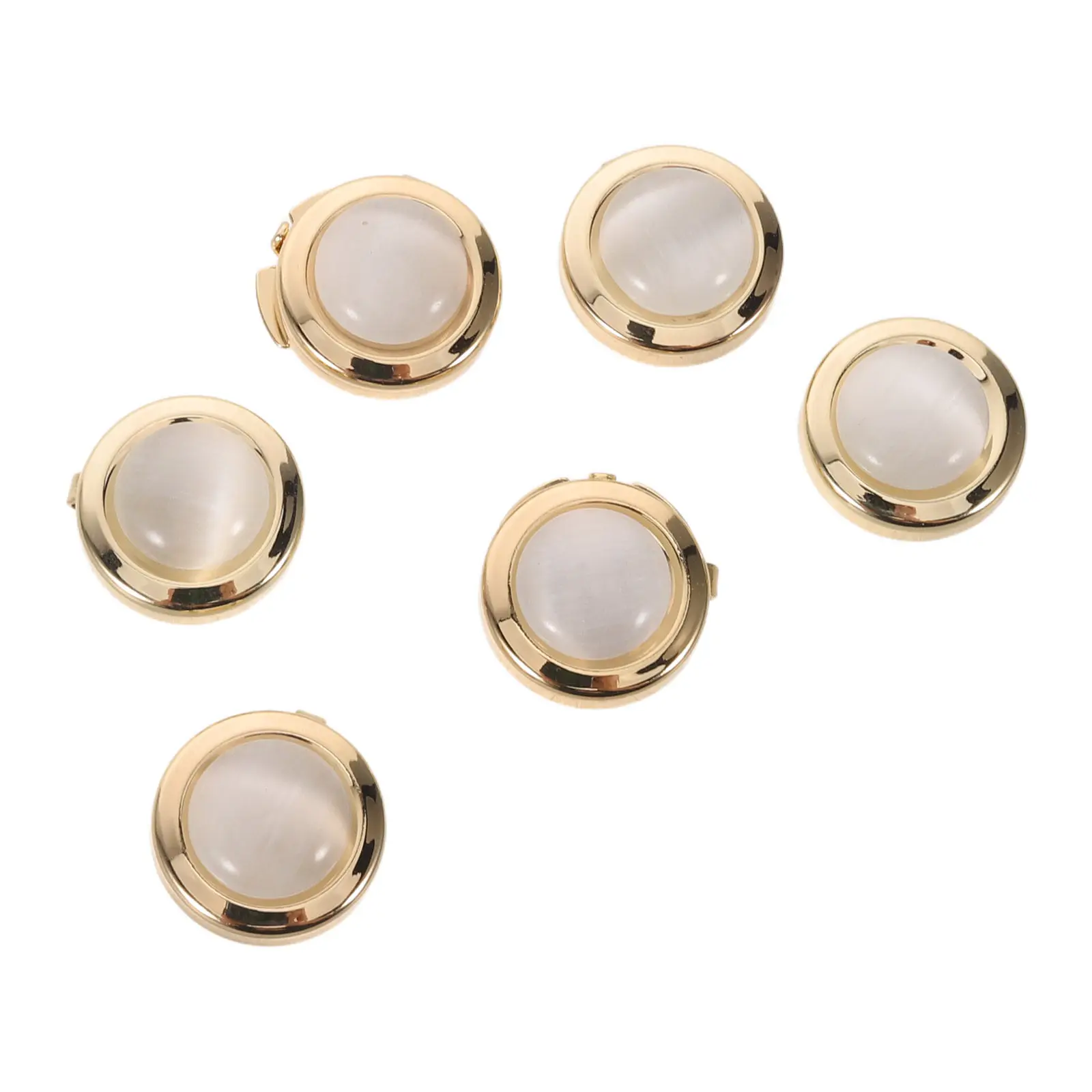 3Pairs Cats Eye Round Cuff Button Covers Clip on Shirt Button Jewelry for Men Women Formal Dress Blouse Tuxedo DIY Cufflinks
