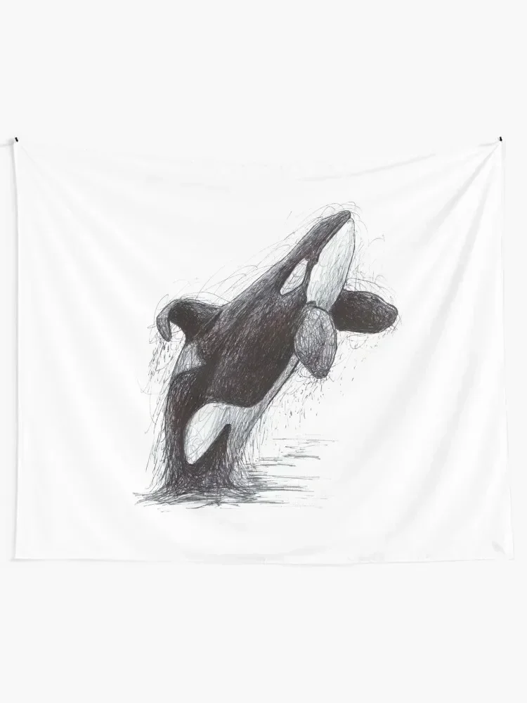 Ulises the Killer Whale Scribble Tapestry Korean Room Decor Carpet Wall Christmas Decoration Tapestry