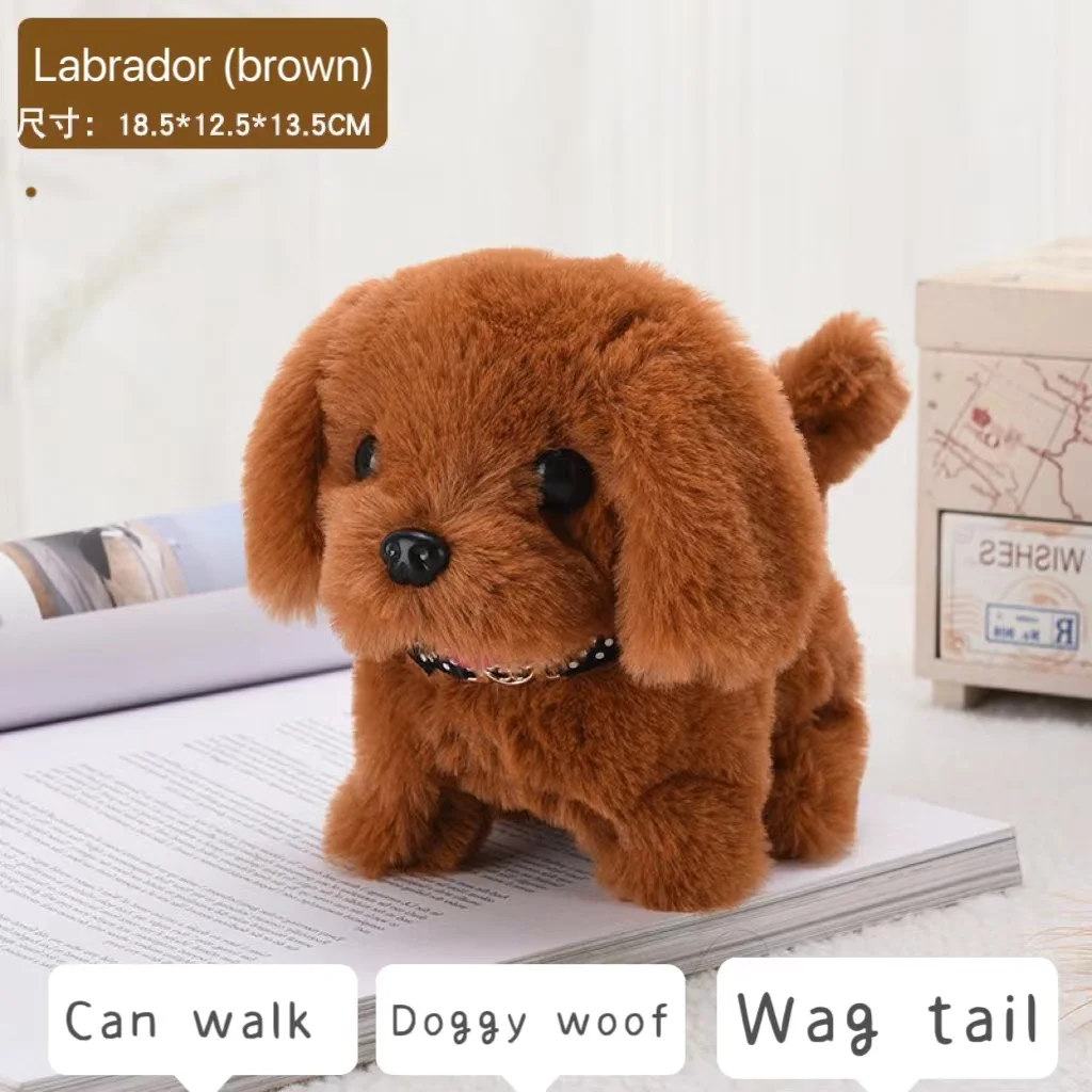 Realistico Labrador simulazione cane intelligente chiamato camminare peluche elettrico Teddy Robot cane giocattolo cucciolo peluche per regalo di natale