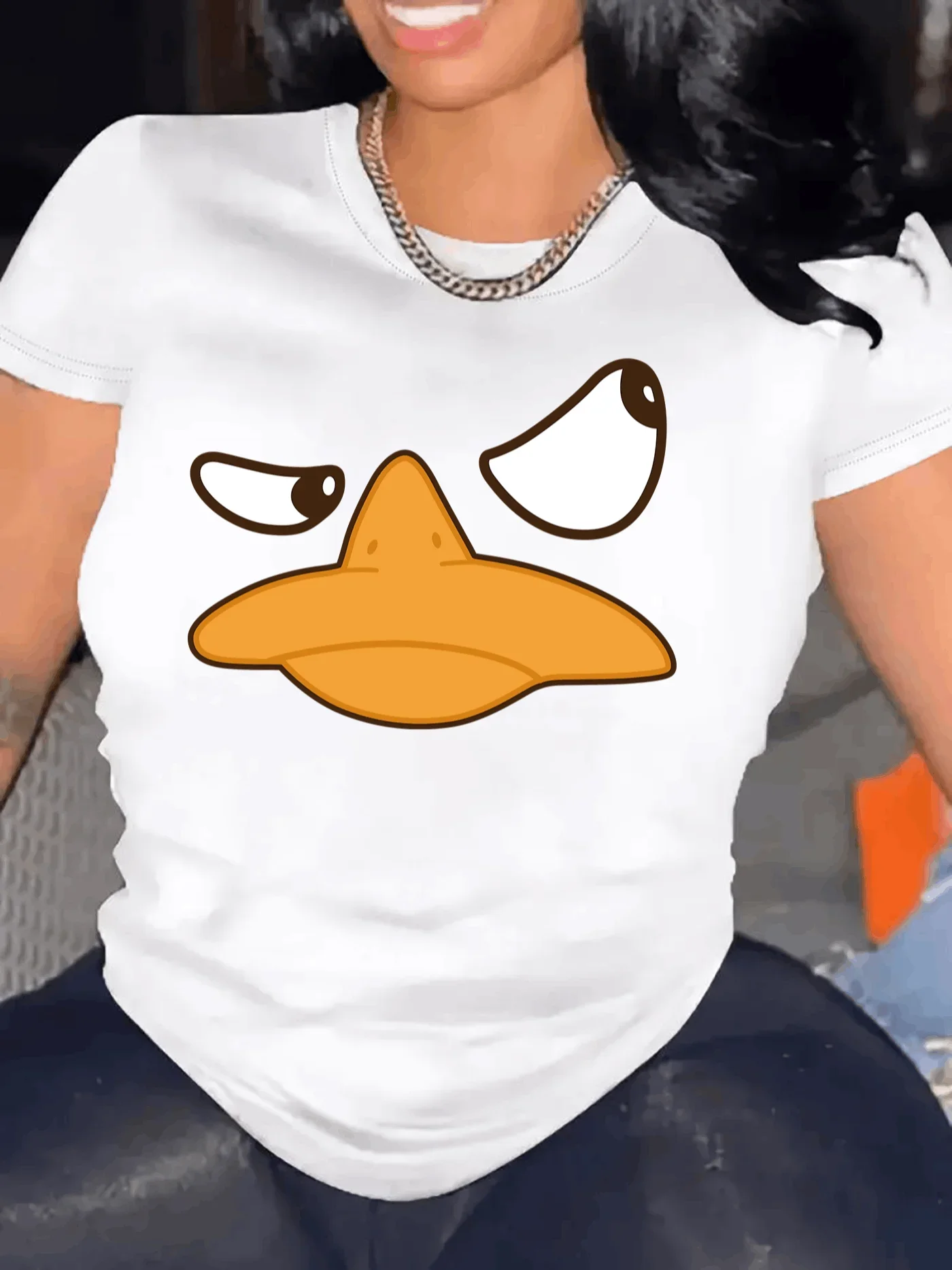 Duck Graphic Print T-Shirt For Women Casual Short Sleeve Tee Comfortable Crew Neck Soft Adorable Tees Tops