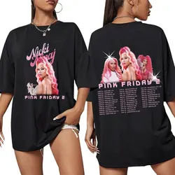 Raper Nicki Minaj T Shirt różowy Friday 2 Gag City światowa trasa koszulki męskie kobiety moda estetyczna T-shirt w za dużym rozmiarze z krótkim rękawem