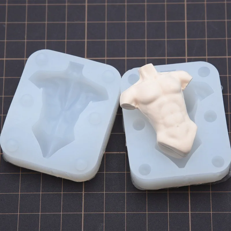 Q Version Muscle Male Silicone Mold Proportion Male Figure Body Mold for Super Light Clay Stone Clay Fondant Handmade DIY Mould