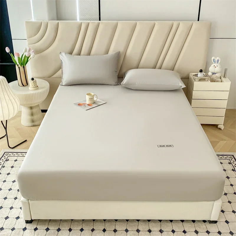 

New Bedding Is Skin-friendly and Comfortable 40 Cotton Embroidered Bed Covers Solid Color Elastic Mattress Cover 180x200 200x220