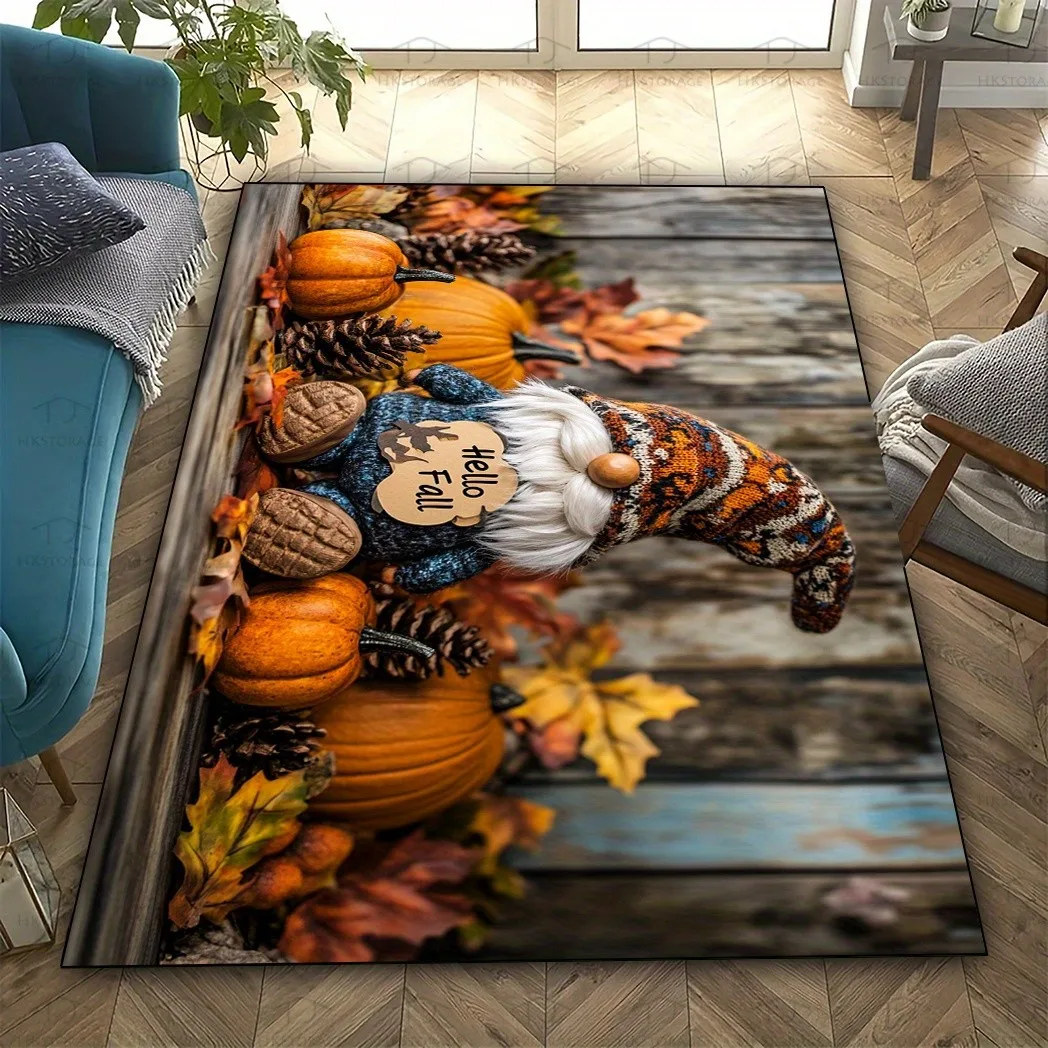 Area Carpet Rug Black Cat Non Slip Stained Glass Pumpkin Washable Gothic Aesthetic Bedside Floor Mat Halloween Decoration