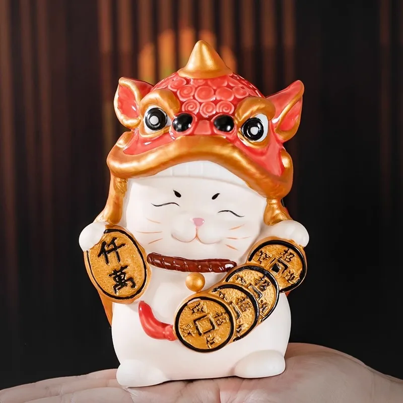 

National Trend Creative Ornaments Ceramic Lucky Cat Cute DesktopLivingRoom Entrance OrnamentsLucky Cat Opening Housewarming Gift