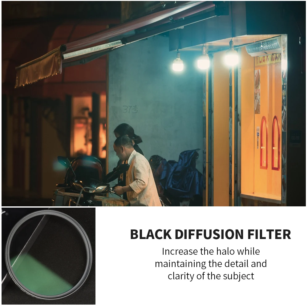 Walking Way Black Mist Pro Filter 1/4 72mm  1/2 1/8 Camera Lens Filter Movie Diffusion Effect  49mm 58mm 67mm 77mm 82mm for DSLR