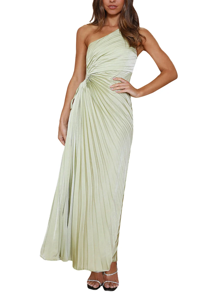 QiPanama er-Robe mi-longue plissée froncée découpée pour femme, robe de cocktail fluide décontractée, été