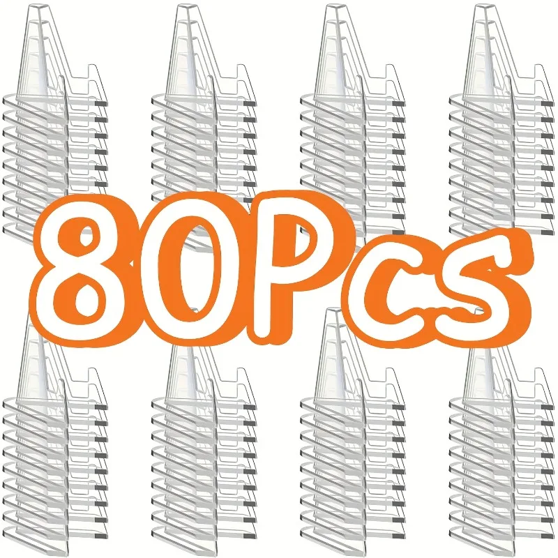 80 Pack Acrylic Easel Stands Clear Display Racks for Coins Cards Postcards Photos Watches Medals Collectibles Trading Home Decor