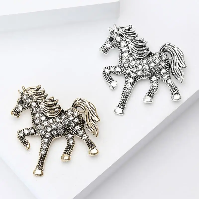 **Vintage Court Style Enamel Galloping War Horse Brooches Pins For Women Clothing Accessories Men Fashion Suit Lapel Corsage