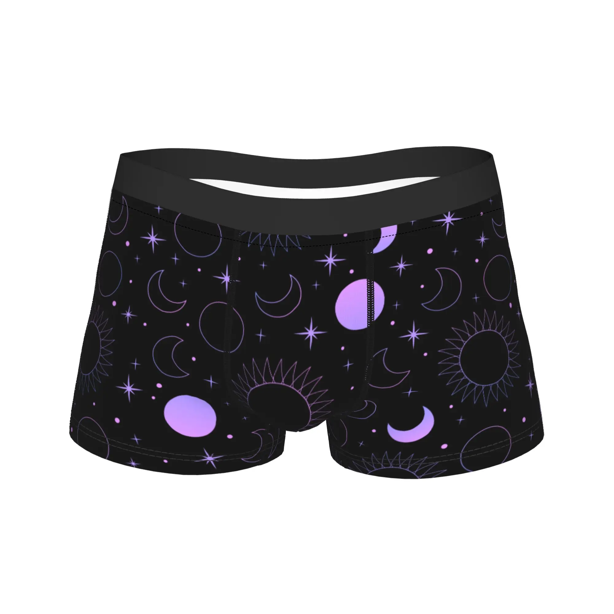 Men Galaxy Space Planets Pattern Long Underwear  Sexy Boxer Briefs Shorts Panties Male Breathable Underpants Plus Size